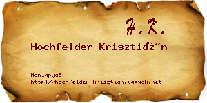 Hochfelder Krisztián névjegykártya